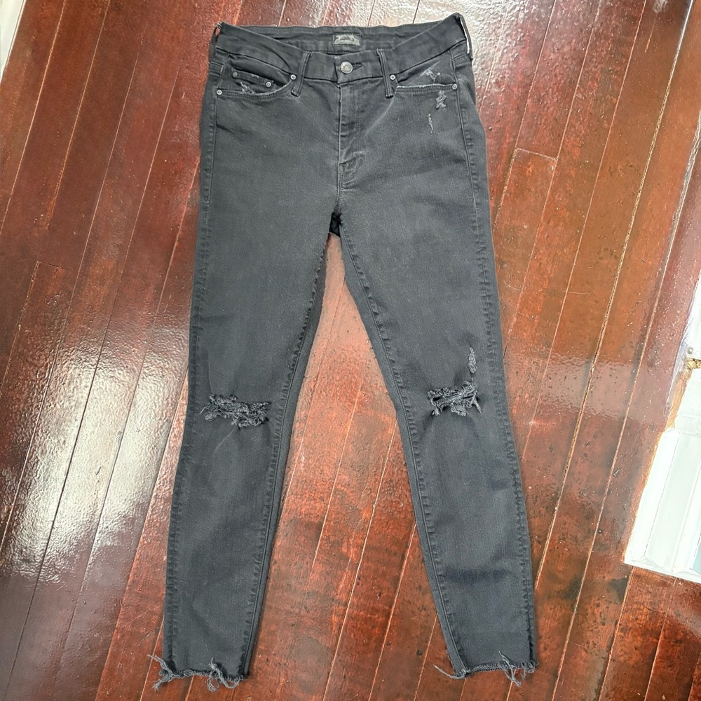 Mother Distressed Black Jeans